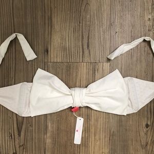 Lolli Swim White Bow front bikini bandeau top